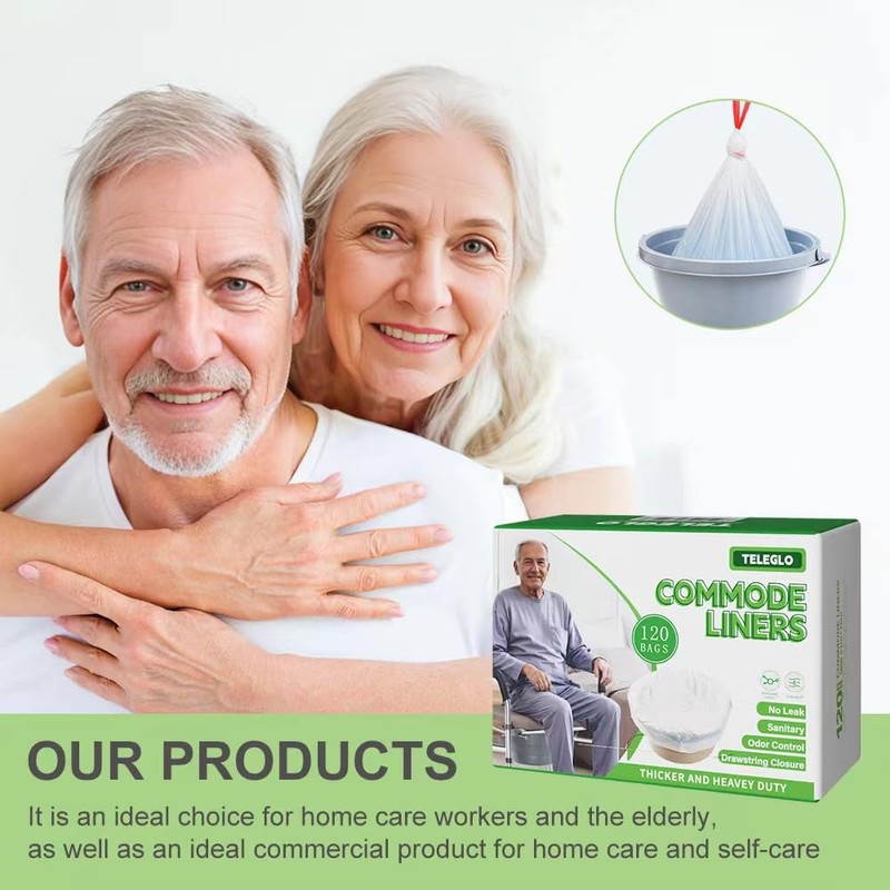 Commode Liners 120PCS Bedside Commode Liners Disposable-Portable Toilet Bags for