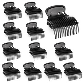 Lightweight Plastic Hair Curler Claw Clips, 12 Pcs Black