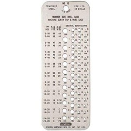 General Tools 15 Drill Gage, Number Size Drills 1 To 60