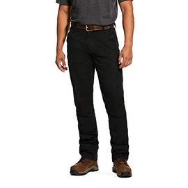 ARIAT Men’s Rebar M4 Low Rise DuraStretch Made Tough Double Front Stackable Straight Leg Pant Black