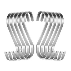 S Hooks Stainless Steel S Shaped Hooks Heavy Duty Metal Hooks for Kitchen Utensils Office Bathroom Closet Workshop Garage Office Household Home Essential，10 Pack