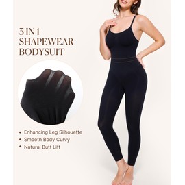 BRABIC Tummy Control Shapewear for Women Compression Leggings Full Body Seamless Faja Body Shaper Bodysuit (Black, Small)