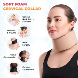 SNUG360 Neck Brace - 3.5 inch Soft Foam Cervical Collar for Men & Women, Relieves Neck Pain & Spine Pressure Due to Whiplash or Injury, Ideal Support for Sleeping (XL, Beige)