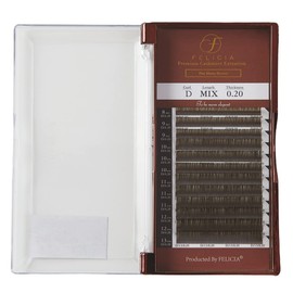 FELICIA [Ash Brown] Flat Lash Ultra Soft Eyelash Extensions Single Matsueku Eyelash D Curl 0.20 Thickness 0.20 Thickness 0.3 - 0.5 inches (8 - 13 mm), Mixed