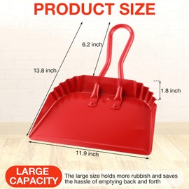 Mumufy 4 Pack Heavy Duty Metal Dust Pans 12 Inch Metal Dustpan Large Dust Pan Wide Dustpans for Household Handheld Wide Scooper Dust and Debris Cleaning Tool Ideal for Home and Commercial Use (Red)