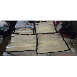 Unbranded Set Of 4 New Hanging Closet Storage Bag Beige S, M, L & XL Travel Collapsible