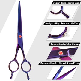 GOLD DEER 6.5インチ 散髪カットハサミ 革嚢付 コーム付 ステンレス刃物鋼 髪切りハサミ ヘアフラットカット鋏 メンズセルフ シザー プロ 初心者 美容師 理容師 子供の散髪 毛量調整 質感調整 滑らかな動き細やかな職人技理髪師 家庭用