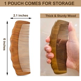 Moreinday Wooden Comb for Men, Wooden Beard Comb, Fine Tooth for Straight Hair - Green Sandalwood