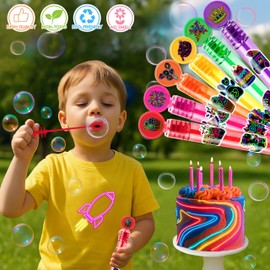 Neon Party Favors for Kids – 24PCS Bright Glow-Themed Mini Bubble Wands, Great for Birthday Supplies, Pinata Fillers, Goodie Bags & Classroom Rewards