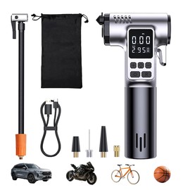ReboostFast Tire Inflator Portable Air Compressor, 150PSI Pump with Digital Pressure Gauge & Auto Shut-Off for Car/Bike/Motorcycle Tires&Ball, with LED Light, Safety Hammer & Seatbelt Cutter Function
