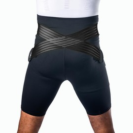 BAX-U Men's Atlas Compression Shorts - Enhance Lower Back Support, Hip Alignment to Reduce Knee & Weight Bearing Discomfort, Used for Running, Jogging, Squatting or Standing X-Large Black
