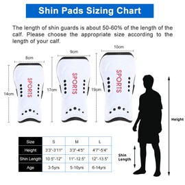 Homo Trends Football Shin Pads, 3 Sizes Football Shin Pads Socks, Shin Pads Boys, Kids Football Socks for Boys and Girls Football Games Leg Calf Protective Equipment (White)