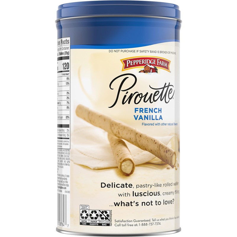 Pepperidge Farm Pirouette Cookies, French Vanilla Flavored Crème Filled Wafers,