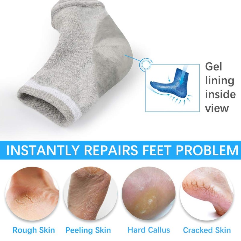 Moisturizing Socks, Moisturizing/Gel Heel Socks for Dry Cracked Heels, Ventilate