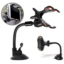 Ramtech Car Truck GPS Windshield Dual Clip Mount, Suction Cup Holder with Flexible Bracket, Compatible with Garmin Colorado 300 300i 300t 300c 400i 400t 400c Handheld GPS, WMCF