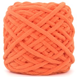 Chunky Velvet Chenille Yarn for Crocheting Velvet Fluffy Plush Thick Bulky Chunky Chenille Velvet Soft Baby Blanket Yarn for Crocheting Hand Knitting 100g(Orange)