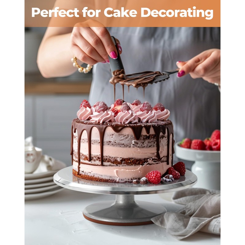 Kootek Aluminium Cake Turntable Set, Baking Tools with Revolving 12"
