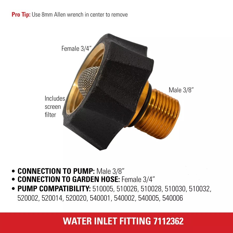 SIMPSON Cleaning 7112362 Water Inlet Fitting for Multiple Pressure Washer