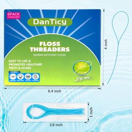 Floss Threaders, Deep Clean Dental Floss Threader for Braces, Bridges, and Implants 210PCS(6Pack),Blue