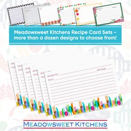 Meadowsweet Kitchens Recipe Card Set - 25 Recipe Cards 4 x 6 Inch, Perfect Size for a Recipe Card Box for Wedding, Bridal Shower Recipe Cards, Make Your Own Recipe Book, Modern Cuisine