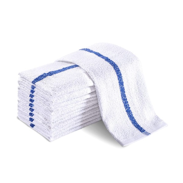 Groko Textiles Universal Cleaning Towels, Bulk 120 Pack, 16” X 19” 100% Cotton Fully Bordered Commercial Grade Terry Weave Cloth Bar Mops for Everyday Restaurant or Home Use