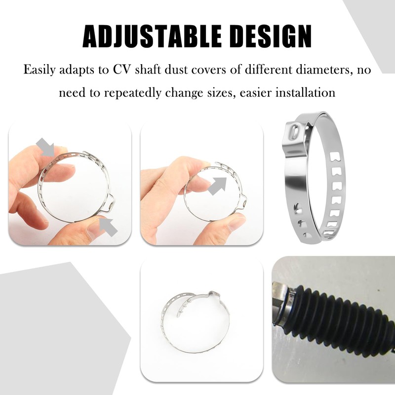 YGDMD 10PCS CV Boot Clamps Kit,Adjustable Tie Rod Boot Clamp