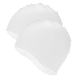 M METERXITY 2-Pack Silicone Swim Cap for Women & Men, 7.3" Opening 7.9" H Durable Swimming Hat Unisex Non-Slip Waterproof Swimming Caps for Pool Training/Triathlon [White]