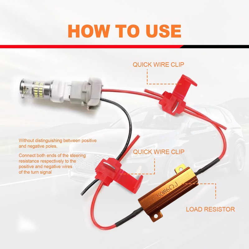 RBOKO 4Pcs Load Resistors 50W 6ohm, Fix LED Bulb Fast