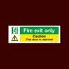 Fire Exit only - Door alarmed Plastic Sign with double