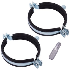 SKIR'CO (2 pcs) Pipe Brackets with Rubber Linings for 87-94 mm Pipes, Pipe Clamps, Pipe Supports for Wall and Ceiling Mounting