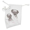 Lunarable Bow Fabric Pouch Set of 2, Hug a Pug