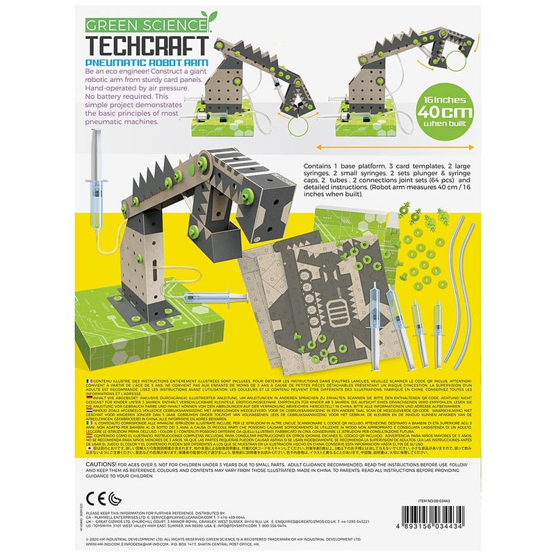 4M TechCraft Pneumatic Arm, Green Science, STEAM