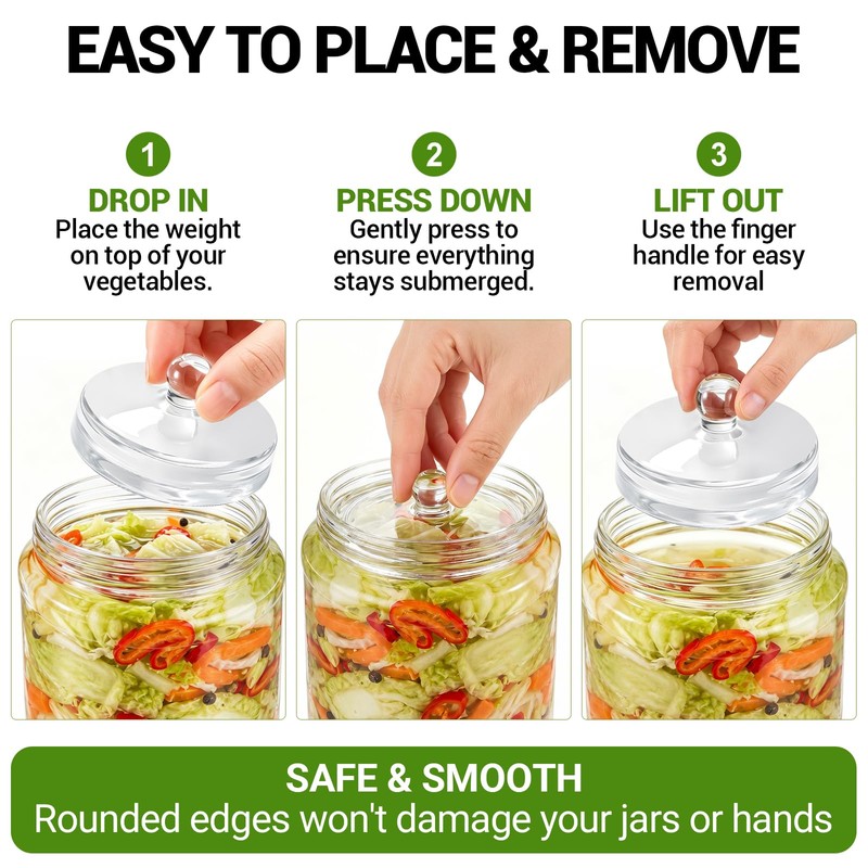 3-Pack Glass Fermentation Weights for Gallon Jars – 3.7 Inch