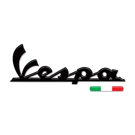 labelbike - 3D Resin Sticker Black Vespa Lettering Italian Flag Compatible with Piaggio