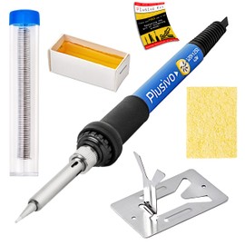 Soldering Iron Kit, 60W Soldering Iron Adjustable Temperature 5-in-1, Solder Wire, Stand, Rosin Paste Flux, Sponge, Fast Heating, Desoldering Electronic Repair DIY Hobby 120V US Plug