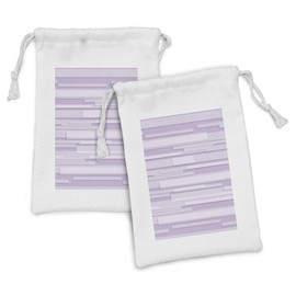 Ambesonne Modern Fabric Pouch Set of 2, Contemporary Stone like Linear Band Motif in Pastel Tones Work of Art, Small Drawstring Bag for Toiletries Masks and Favors, 9" x 6", Lilac Lavender