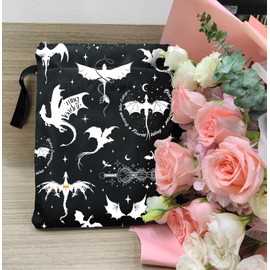 Romantasy Dark Academia Dragons Book Sleeve, Fantasy Novel Reader Gift, Bookish Gifts, Book Inspired Gift, Paperback Book Protector Book Cover Dragons Lovers Book Gifts (Basgiath War College-Black)