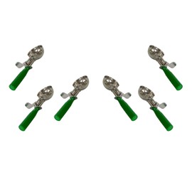 Ice Cream Disher Stainless Steel with Polypropylene Handle (Green 2-2/3 oz, 6 Pc)