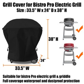 YANGSHILEI Grill Cover for Charbroil Bistro Pro Gas/Electric Grill, 100% Waterproof Outdoor Electric Grill Cover Compatible with Char-Broil Bistro Grill Model 25302145,25302146,25302161 (Black)