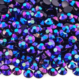 Blinginbox 1500pcs 5mm AB Resin Flatback Rhinestone for Crafting,Flatback Round Jelly Rhinestones Bedazzling Non Hotfix Crystal Gems for Nails Face Makeup Tumblers Mugs DIY Crafts.(Purple Rose AB)