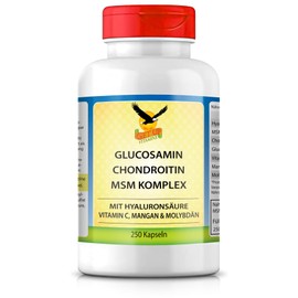 Get UP® Glucosamin Chondroitin MSM Komplex mit Hyaluronsäure | + Vitamin C & Spurenelemente Mangan und Molybdän | 250 Kapseln