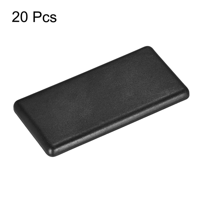 sourcing map Standard Plastic Rectangle Aluminum Extrusion End Cap Black