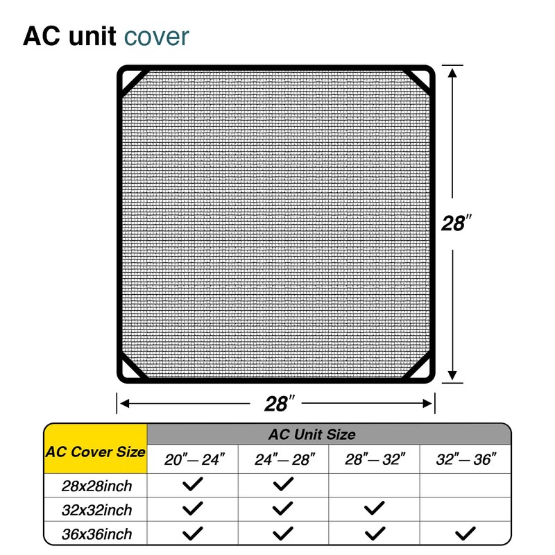 ECOOPTS 28"x28" Air Conditioner Cover AC Unit Top Mesh Cover