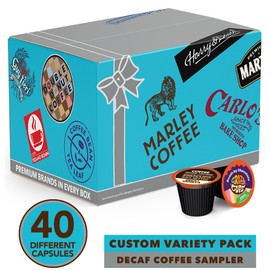 Flavored Decaf Coffee Pods Variety Pack, Great Mix of Decaffeinated Coffee Pods Compatible with all Keurig K Cups Brewers, 40 Count Bulk Pack