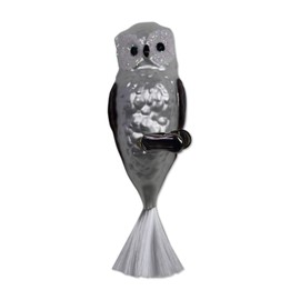 Lauschaer Glas Christbaumschmuck große Eule (Glasschwanz) weiß matt Christbaumschmuck mundgeblasen,handdekoriert