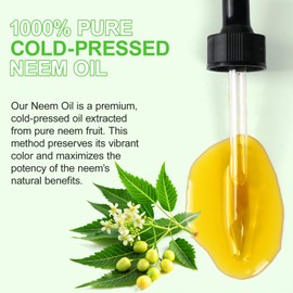 Neem Oil 2.02 fl.oz, Neem Oil for Skin and Hair, 100% Pure Natural Cold Pressed Unrefined Virgin for Hair Growth, Skin& Body Care, Nails, Nourishes the Hair, Natural Moisturizer, Reduces Fine Line