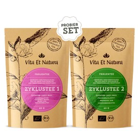 Vita Et Natura® Cycle Tea 1 and 2 "Trial Set" - Proven Herbal Mixtures from Traditional Women's Herbs - 100% Organic Ingredients - Tested Formulas