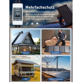 DIHOOL DC Circuit Breaker,DC MCB,Solar Disconnect Switch,15A Isolator(DC12V - DC400V or AC110-400V) with IP65 Waterproof Enclosure