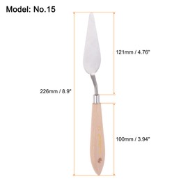 HARFINGTON 2pcs No.15 Painting Palette Knives Stainless Steel Pointy Spatula Pallet Knife with Beech Wood Handle for Oil Acrylic Paint Canvas Mixing Spreading