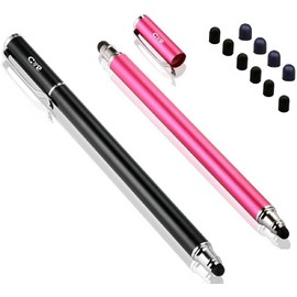 Bargains Depot (2 Pcs) [0.18-inch Small Tip Series] 2-in-1 Bargains Depot Stylus Black/Pink